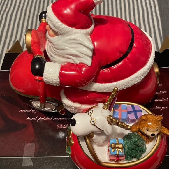 Fitz and Floyd Santa on a Motorcycle Cookie Jar limited edition rare Christmas - Picture 2 of 13